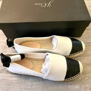 NIB J.Crew Classic Ankle Tie Espadrille - Black/White - size 9.5